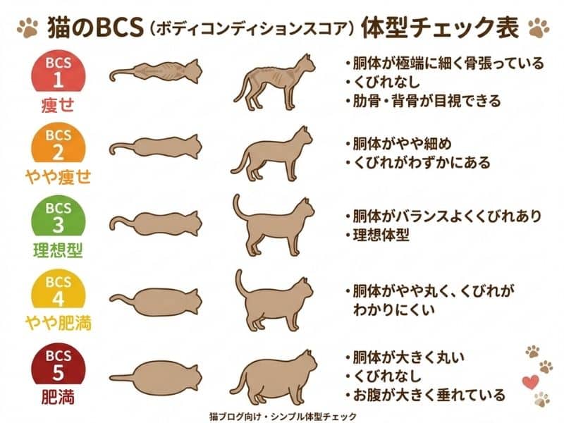猫のBCS体型チェックシート